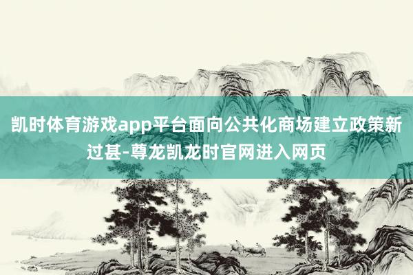 凯时体育游戏app平台面向公共化商场建立政策新过甚-尊龙凯龙时官网进入网页