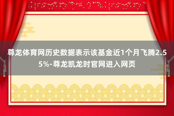 尊龙体育网历史数据表示该基金近1个月飞腾2.55%-尊龙凯龙时官网进入网页