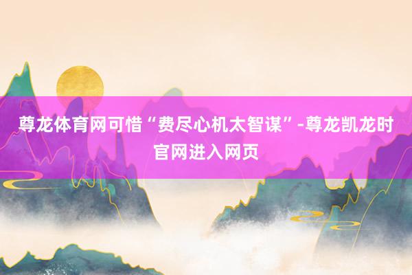 尊龙体育网可惜“费尽心机太智谋”-尊龙凯龙时官网进入网页