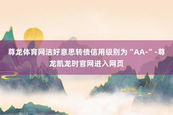 尊龙体育网洁好意思转债信用级别为“AA-”-尊龙凯龙时官网进入网页