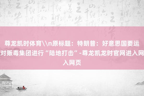 尊龙凯时体育\n原标题:特朗普:好意思国要运转对贩毒集团进行“陆地打击”-尊龙凯龙时官网进入网页