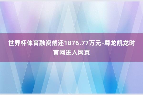世界杯体育融资偿还1876.77万元-尊龙凯龙时官网进入网页