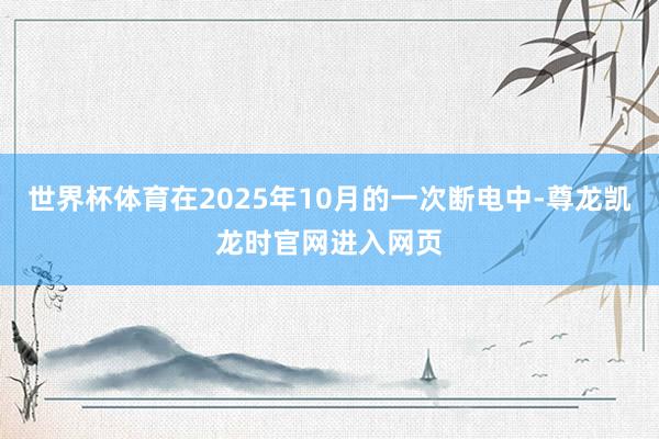 世界杯体育在2025年10月的一次断电中-尊龙凯龙时官网进入网页