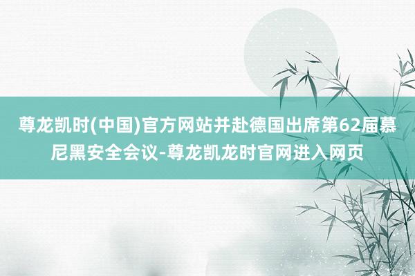 尊龙凯时(中国)官方网站并赴德国出席第62届慕尼黑安全会议-尊龙凯龙时官网进入网页